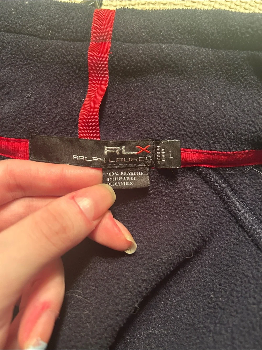 RLX Ralph Lauren Navy Vest with Red Zip Trim